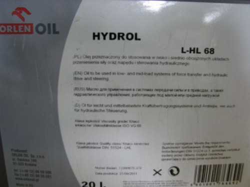 olej hydrauliczny l-hl 68