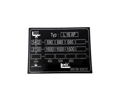 naklejka udźwigu 0039381102 linde L16 AP